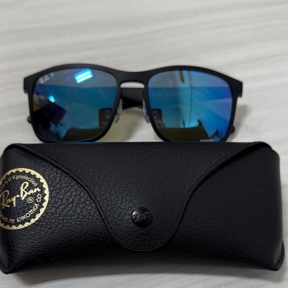 Ray-Ban Black Frame with Reflective Blue Lenses rb4264 - Picture 1 of 5
